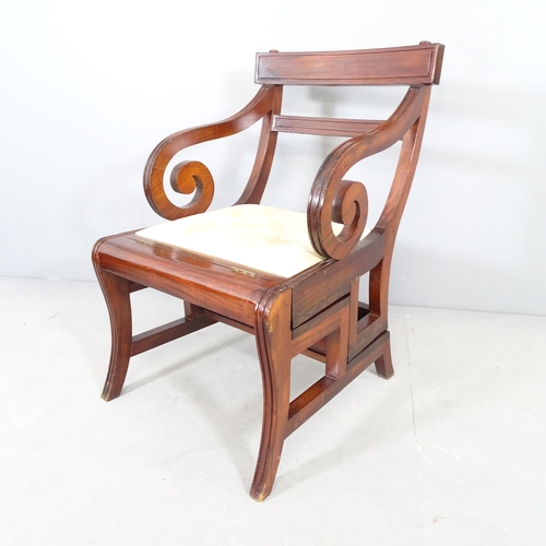 2533 - A 19th century mahogany metamorphic library step chair. Dimensions as chair 58x85x69cm, as steps 114... 