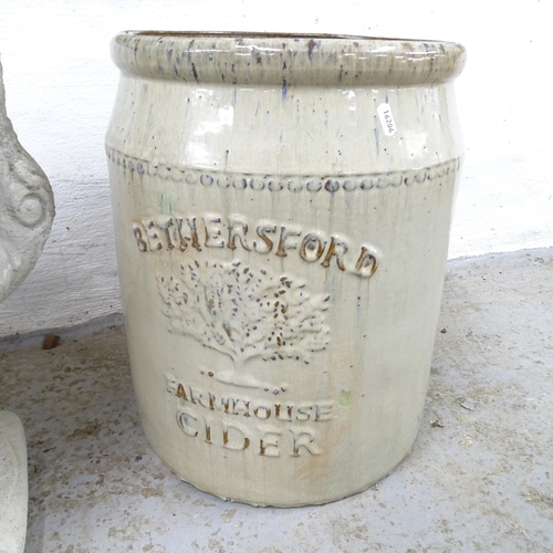 2573 - A glazed terracotta planter, inscribed Bethersford Farmhouse Cider. 36x46cm