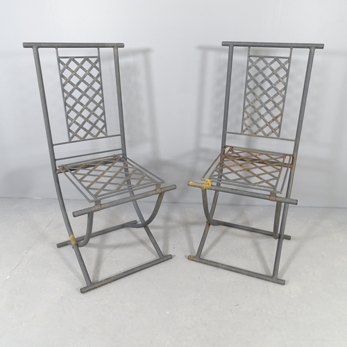 2650 - A pair of grey painted iron garden seats.