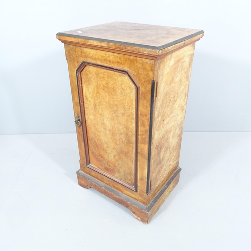 2247 - A Victorian burr walnut pot cupboard. 43x78x36cm.