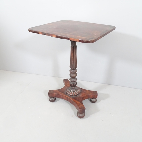 2253 - A 19th century Rosewood rectangular occasional table, on turned and fluted column with platform base... 