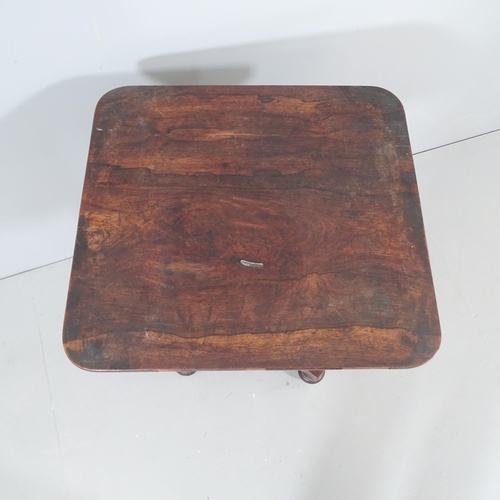 2253 - A 19th century Rosewood rectangular occasional table, on turned and fluted column with platform base... 