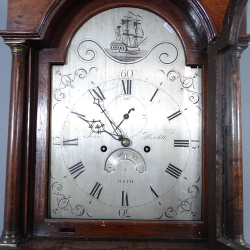 2277 - JOHN HOWLETT OF BATH - a 19th century oak cased eight day longcase clock, with 12