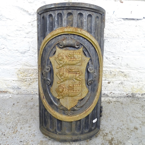 2590 - Local interest - A painted cast iron armorial panel, probably from a lamp post, with Cinque Ports co... 