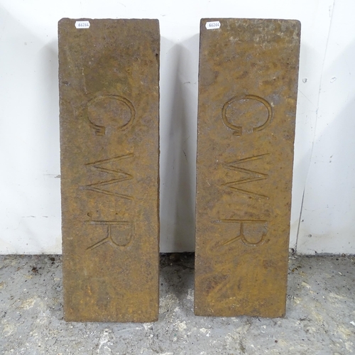 2592 - RAILWAY INTEREST - a pair of Great Western Railway weights. 18x56x8cm.