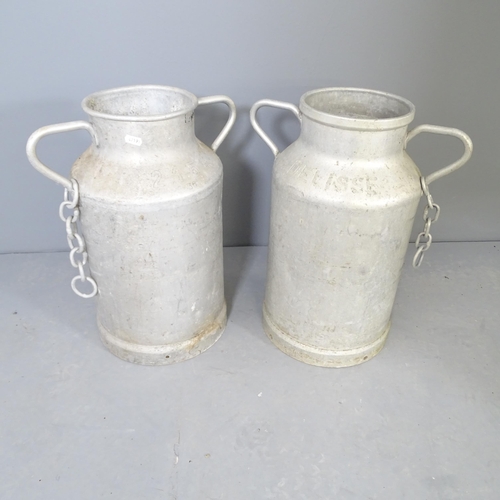 2635 - A pair of French galvanised milk churns. 39x50x26cm.