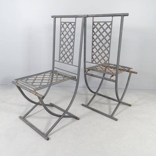 2650 - A pair of grey painted iron garden seats.