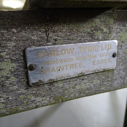 2660 - A weathered teak slatted garden bench with label for Barlow Tyrie ltd., 120x85x62cm, and a similar l... 