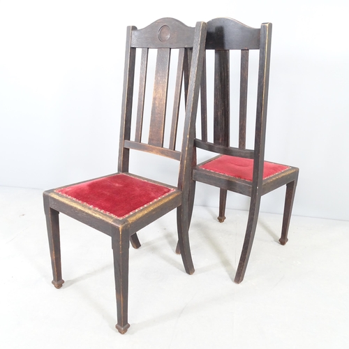 2676 - A set of four oak and upholstered Mackintosh style dining chairs.