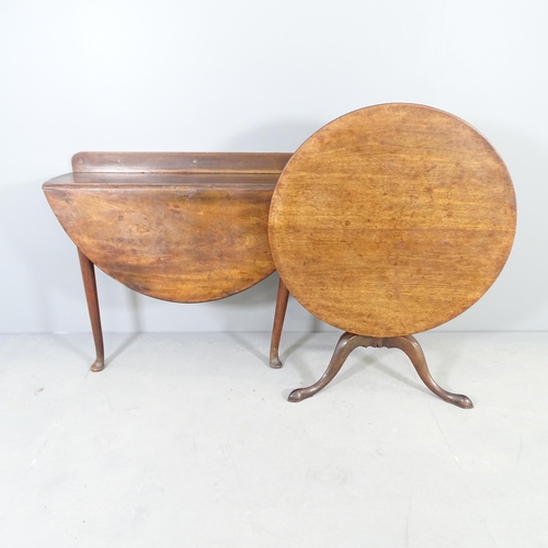 2678 - A Georgian mahogany circular tilt-top occasional table on tripod base, and an antique mahogany table... 