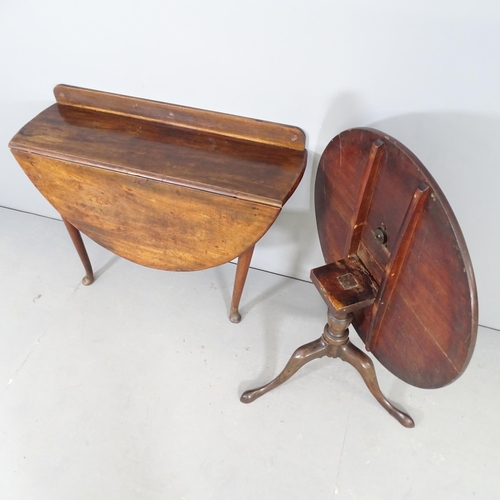 2678 - A Georgian mahogany circular tilt-top occasional table on tripod base, and an antique mahogany table... 