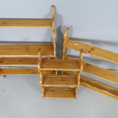 2680 - Three pine hanging shelves. Tallest 88x115x18cm.