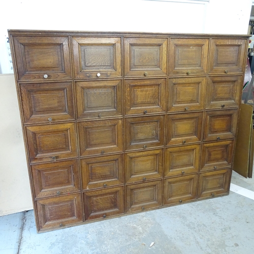 2712 - An Antique French oak 25 door Notaire cabinet. 185x155x33cm.