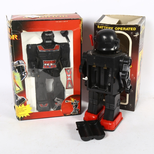 136 - A Soma battery-operated robot warrior, 1984, in original box with associated accessories, and a Vint... 