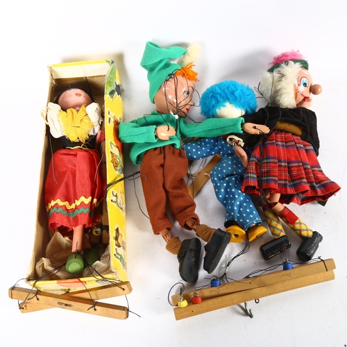 144 - PELHAM PUPPETS - a group of Vintage puppets, including a gypsy lady, a drunken Scotsman, a clown wit... 