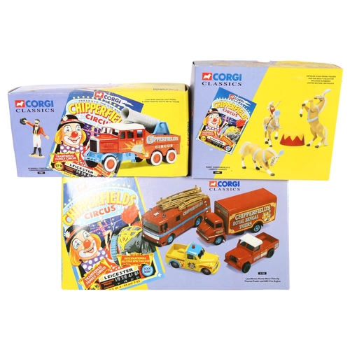 148 - CORGI CLASSICS - CHIPPERFIELDS CIRCUS - a group of 3 boxed diecast vehicles and associated sets, inc... 