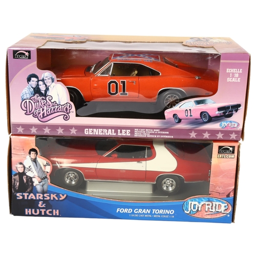 16 - THE DUKES OF HAZZARD - a 1:18 scale diecast model of General Lee by Joy Ride, on associated display ... 