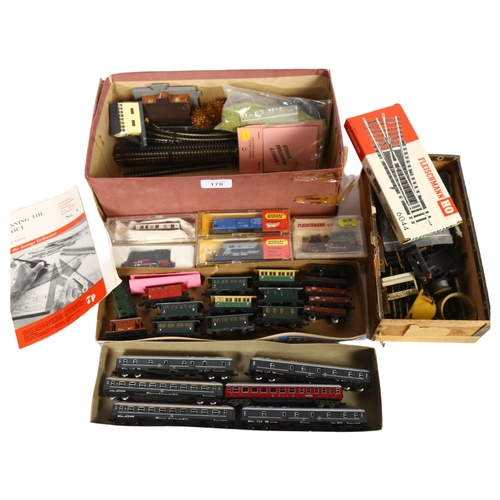 178 - N GAUGE - a quantity of Hornby Minitrix, Fleischman locomotives, coaches, track and associated acces... 