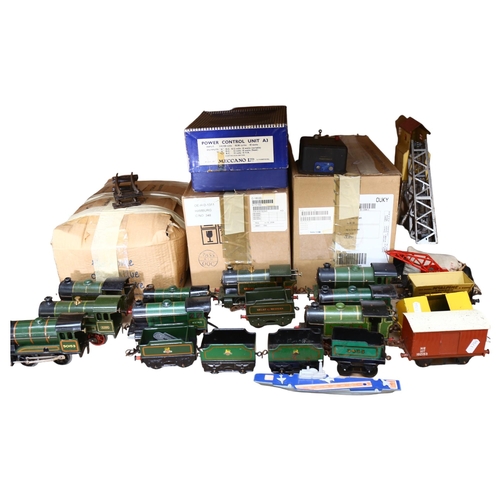 183 - HORNBY - a quantity of Vintage Hornby tinplate clockwork O gauge locomotives and associated tenders,... 