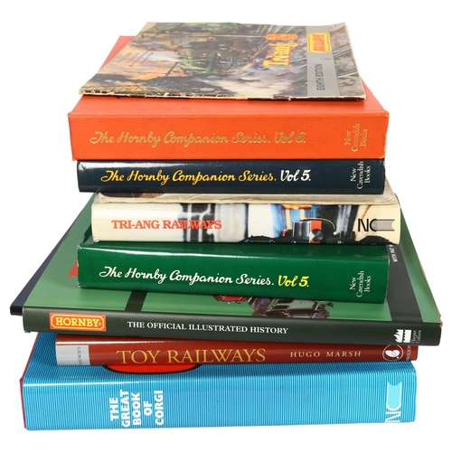 185 - A quantity of reference books associated with toy collecting, including The Hornby Companion Series ... 