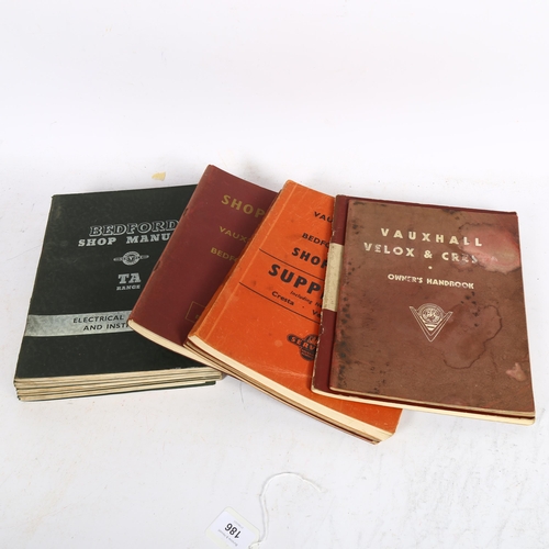 186 - A quantity of Vauxhall and Bedford van related reference books, including Service Training Manuals, ... 