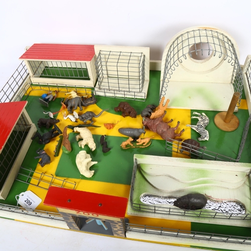 209 - An Elf Toys no. 16 boxed zoo play set of wooden and metal construction, with various inter-changeabl... 