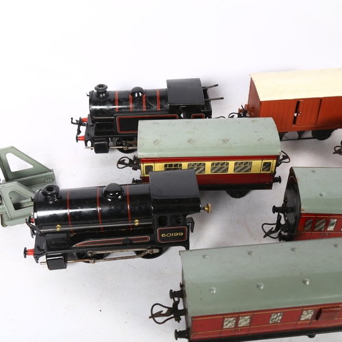 221 - HORNBY - a group of O gauge Hornby clockwork locomotives, coaches, goods wagons and other boxed item... 