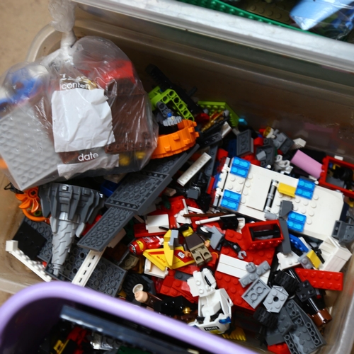 243 - LEGO - a large quantity of loose LEGO building blocks, accessories and figures, and some Playmobil f... 