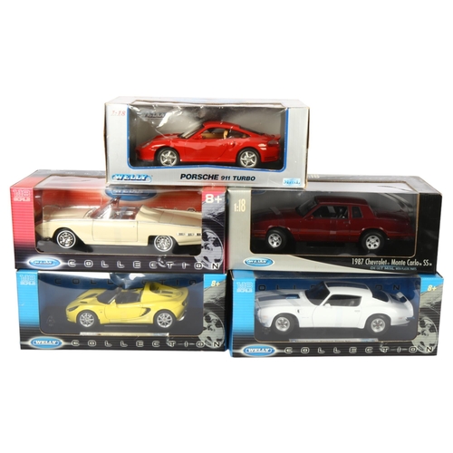 36 - WELLY COLLECTION - a quantity of 1:18 scale diecast models, with original boxes and associated displ... 