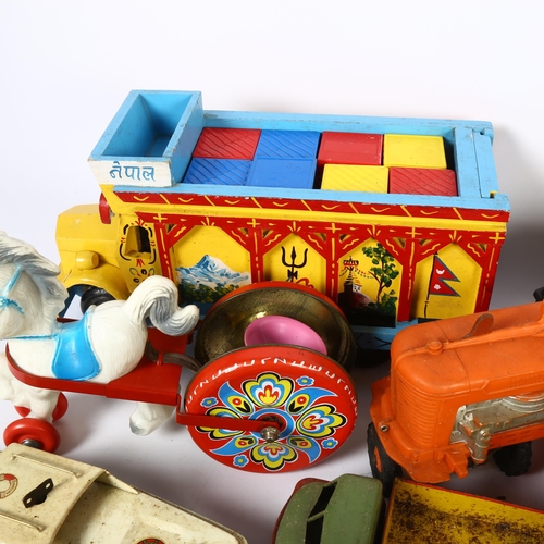 50 - A quantity of Vintage toys, including a Combex pony in harness musical pull-along toy, a Sutcliffe m... 
