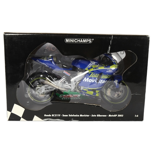 9 - MINICHAMPS - a Honda RC211B, Team Telefonica Movistar, Sete Gibernau, MotoGP 2003, 1:6 scale diecast... 