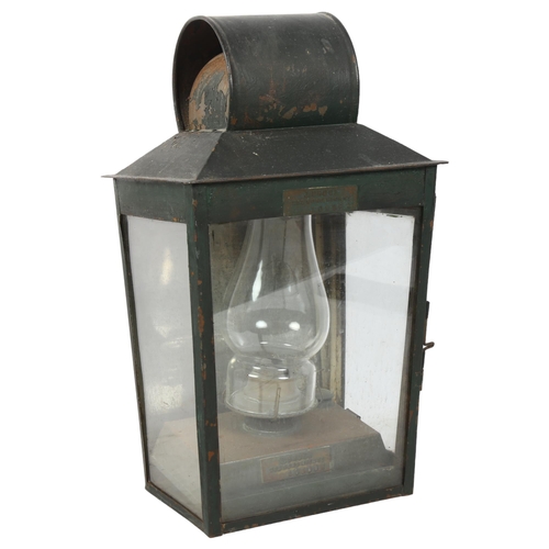 295 - J BRUCE LONDON - a Victorian painted metal framed paraffin lamp, H40cm