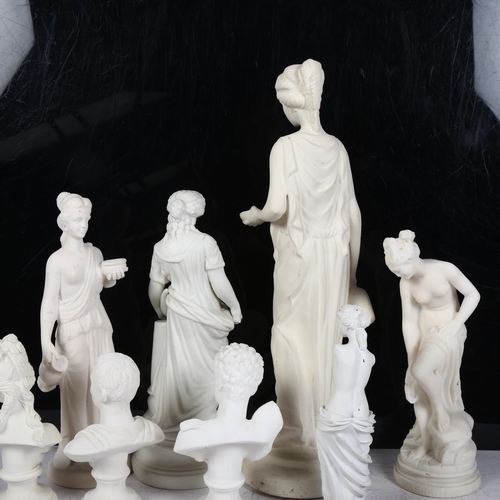 303 - A group of 8 alabaster Parian Ware and plaster busts and figures, including Caesar, and Aphrodite, t... 