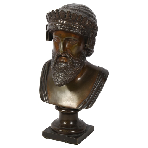 308 - A cast-bronze bust of Jupiter, H23.5cm