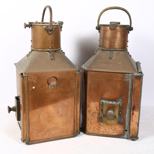 319 - A pair of Victorian ship's bow port lantern's, pattern 23, with carrying handle, height not includin... 