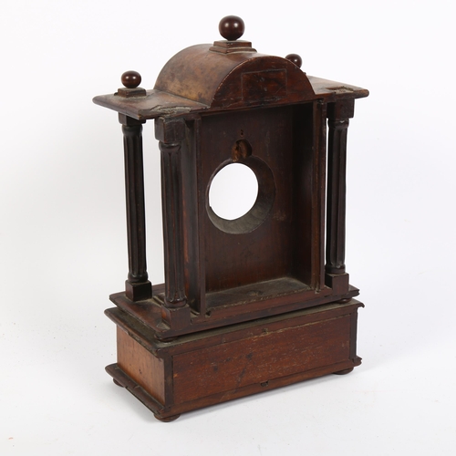 358 - A 19th century hardwood and marquetry decorated pocket watch stand, with arch-top and 2 drawers unde... 