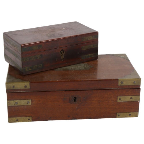 359 - 2 x 19th century mahogany and brass-bound boxes, largest width 27.5cm