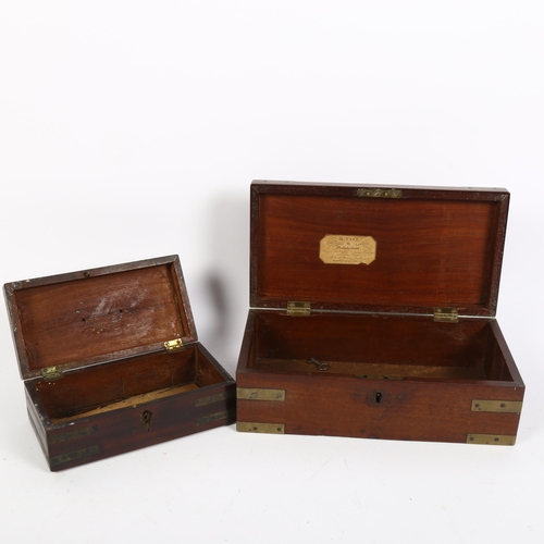 359 - 2 x 19th century mahogany and brass-bound boxes, largest width 27.5cm