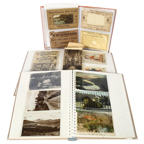 372 - 3 albums of various postcards, including topographical, Bruges, 3 Second World War grime postcards e... 