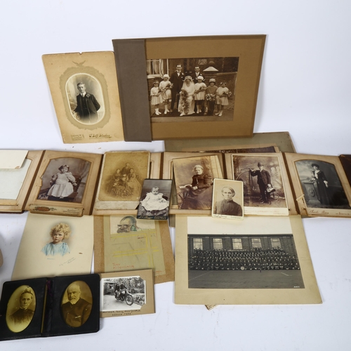 373 - A partial Victorian photograph album, various other Victorian and early 20th century photographs