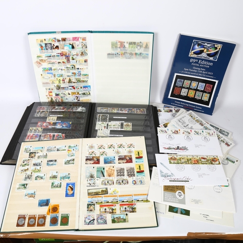 374 - A quantity of First Day Covers, 2 stamp stock books and a reference book (boxful)