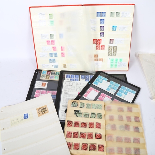 384 - A quantity of stamps including First Day Covers, 2 stock books, an empty stamp album etc