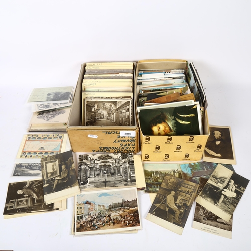 385 - 2 boxes of topographical postcards, worldwide and UK