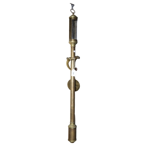 394 - ROSETTI, LONDON - an Antique brass ship's gimbal stick barometer, overall length 95cm