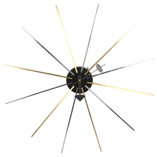 395 - A mid-century design starburst clock, with solid chrome brass arms and stylised hands, diameter 61cm