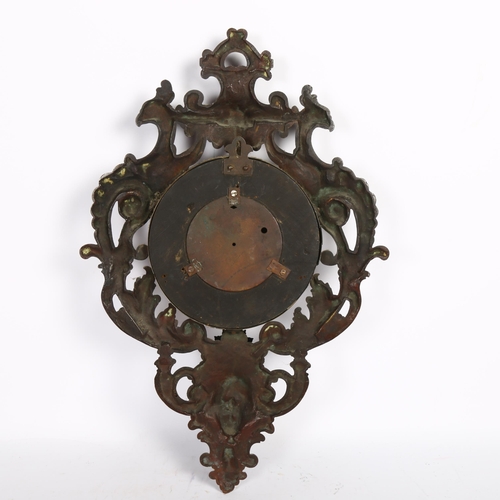 396 - A Black Forest Gothic design wall clock, with a cast-brass griffon mounted surround, 8-day movement,... 