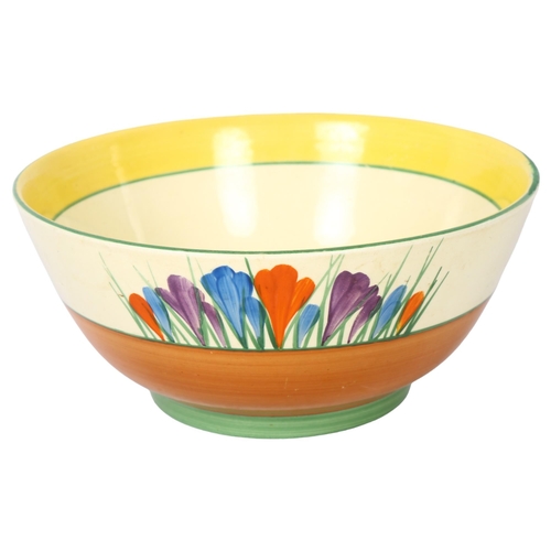 404 - A circular Bizarre by Clarice Cliff fruit bowl in Crocus pattern, diameter 20.5cm