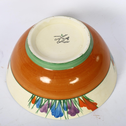 404 - A circular Bizarre by Clarice Cliff fruit bowl in Crocus pattern, diameter 20.5cm