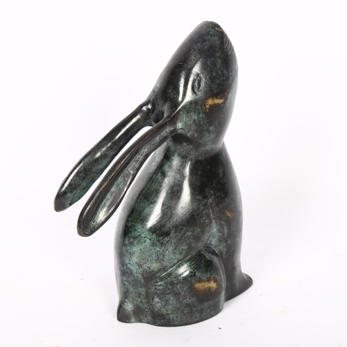 405 - A Japanese verdigris moon glazing hare, H16cm