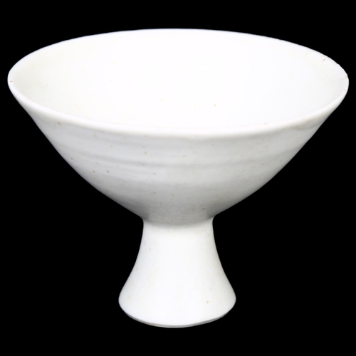 408 - David Leech, a white glazed pedestal bowl, with impressed mark to the inside of the base, diameter 1... 